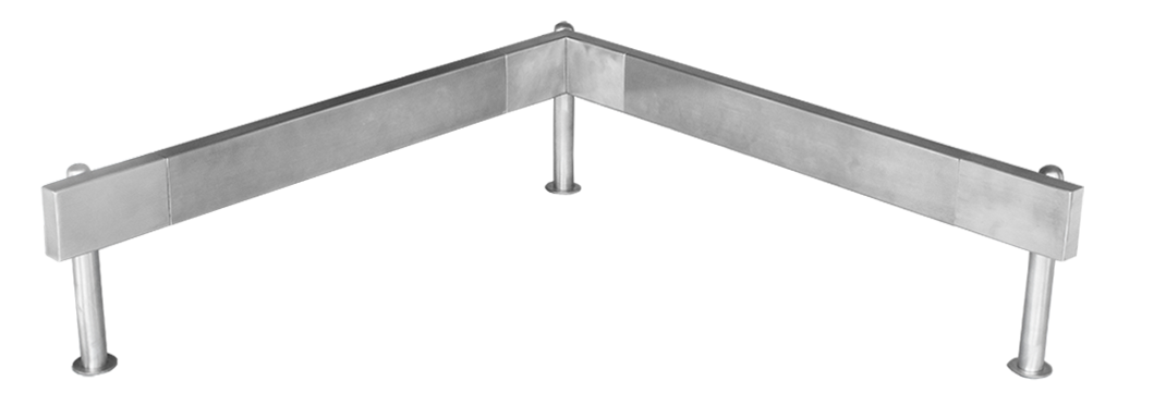 esempio di paracolpi con angolo interno in acciaio inox linea metal