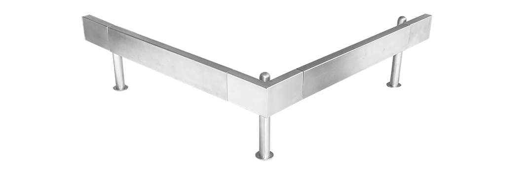 esempio di paracolpi con angolo esterno in acciaio inox linea metal