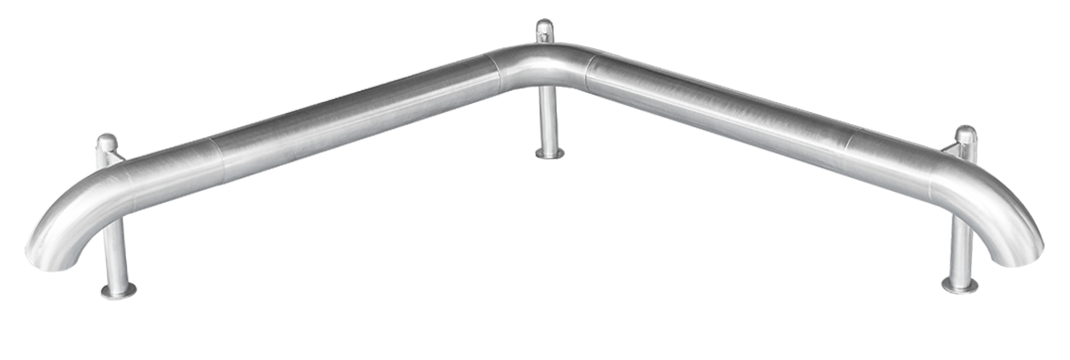 esempio di paracolpi con angolo interno in acciaio inox linea funky