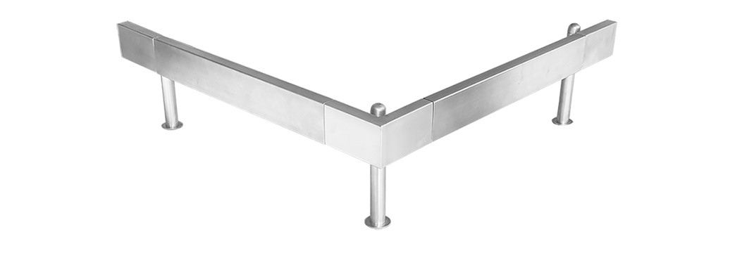 esempio di paracolpi rettilineo in acciaio inox, linea metal