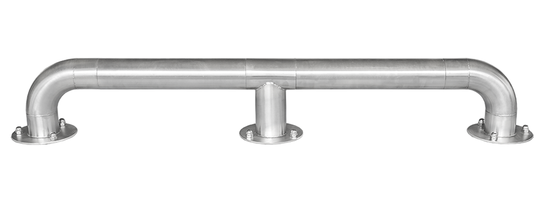 esempio di paracolpi rettilineo con piedino centrale in acciaio inox linea rock