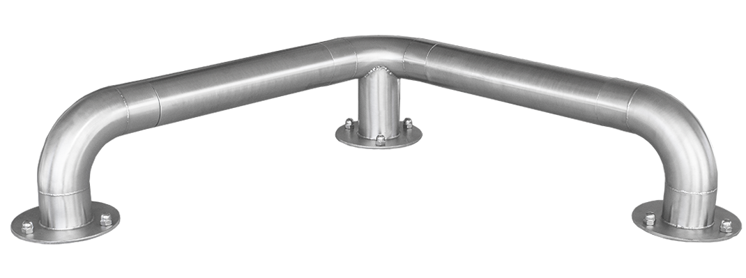 esempio di paracolpi con angolo interno in acciaio inox linea rock