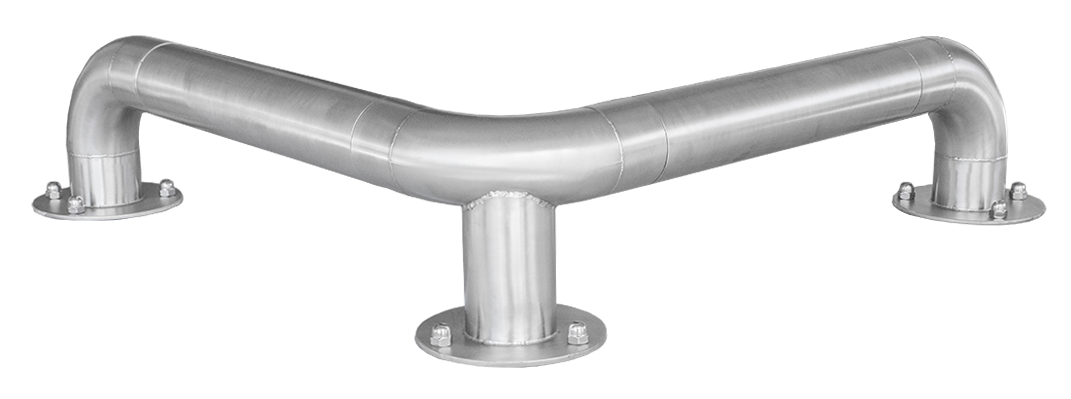 esempio di paracolpi con angolo esterno in acciaio inox linea rock